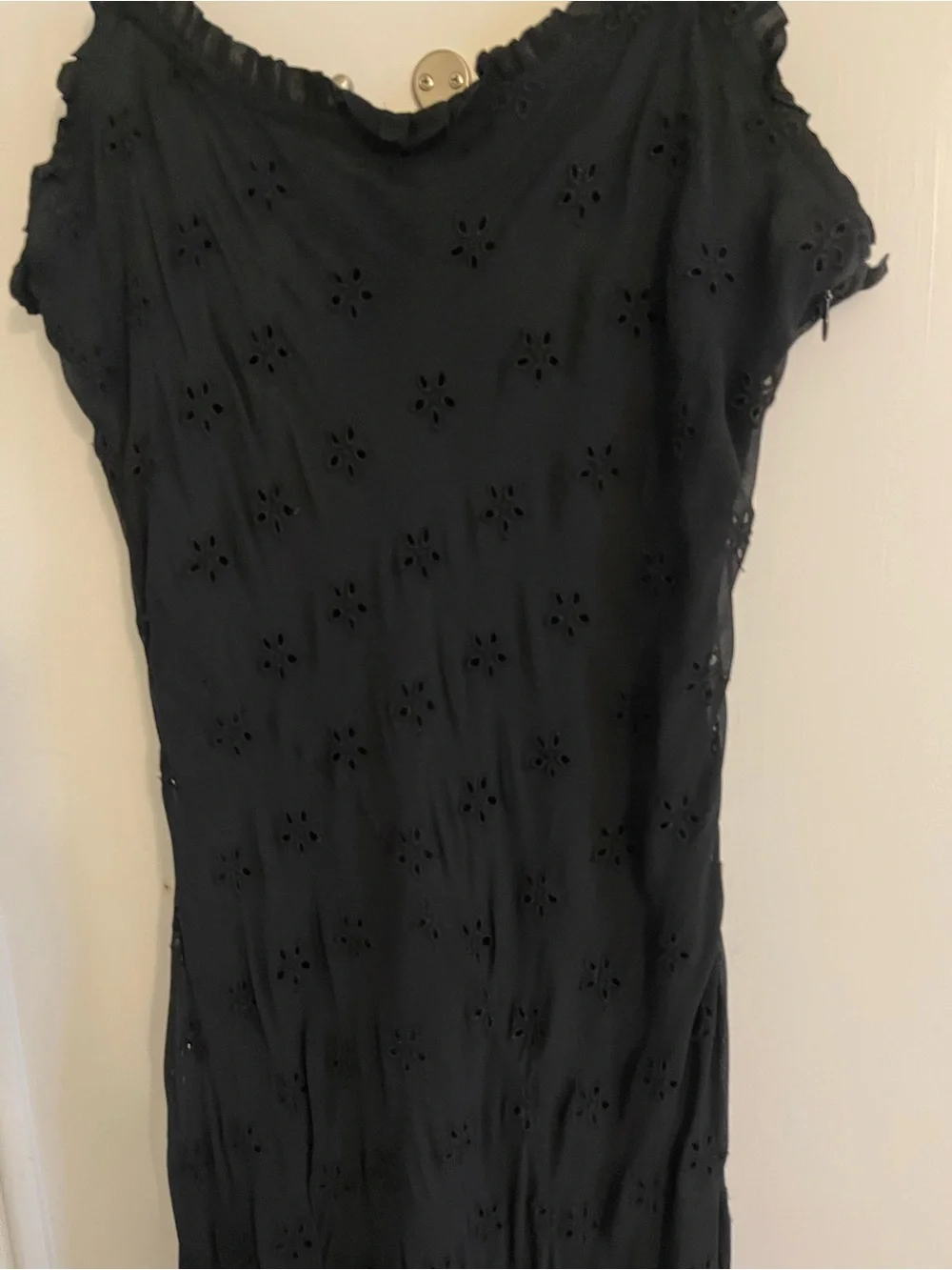 J. Crew Black Eyelet Maxi Slip Dress